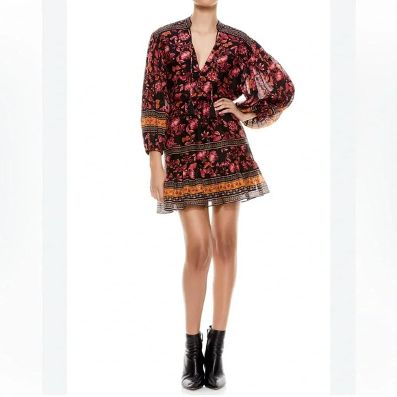 Alice + Olivia fall into you black multi mini dress size 0 - Picture 1 of 16